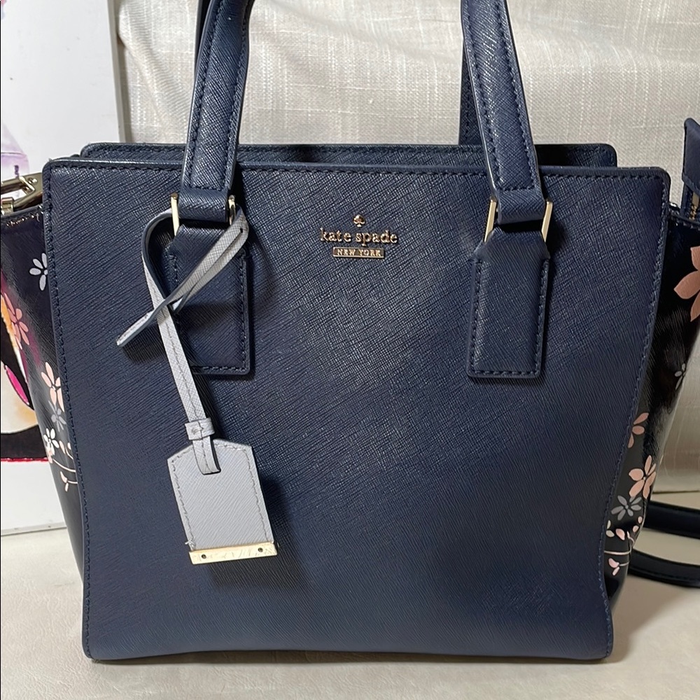 Kate Spade Cameron Street Blue Floral Satchel with Crossbody
Strap - Picture 5 of 16